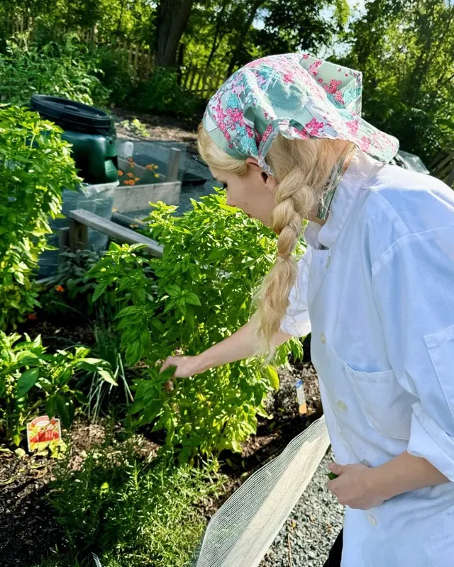 Tending the Red Lion Tavern vegetable garden